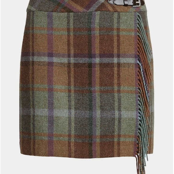 Lauren Ralph Lauren Women's Plaid Fringe Trim Tweed Mini Skirt in Natural - Picture 3 of 10